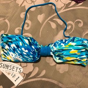 Nice blue bandeau bikini top D cup NWT
